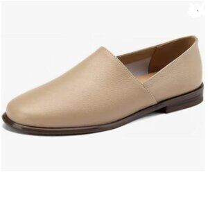 FOWT Apricot Closed Almond Toe Pumps Solid Color Loafer Flats Slip On Cozy Shoes